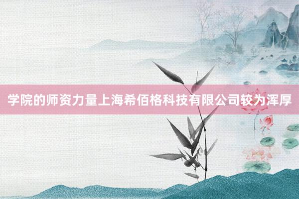 学院的师资力量上海希佰格科技有限公司较为浑厚